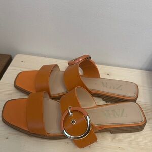 Leather Zara Women's Bold Orange Sandals